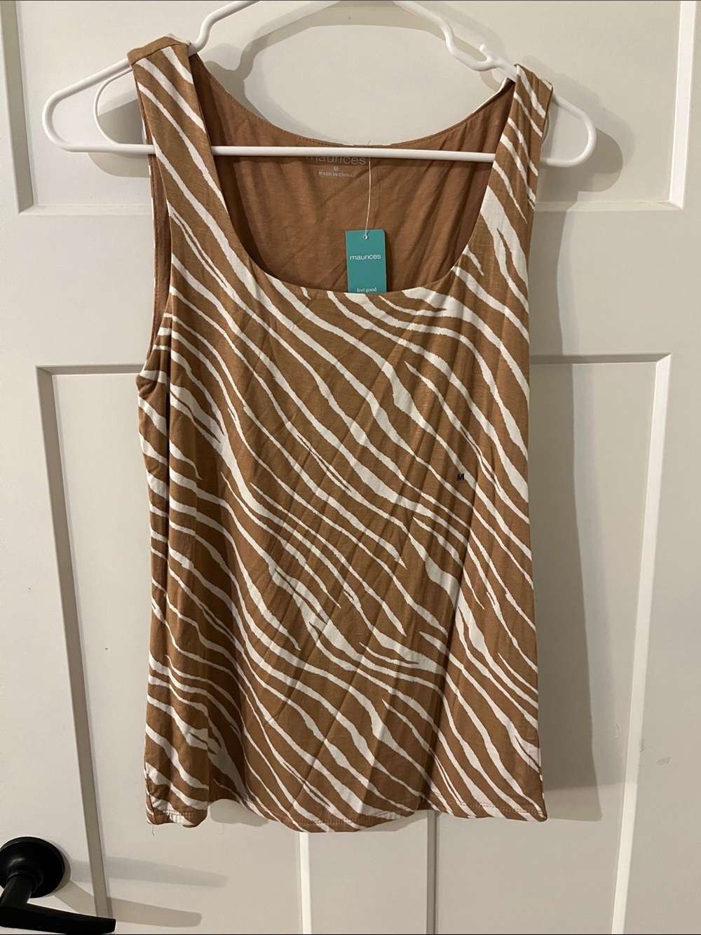 Maurices Brown and White Zebra-Print Tank Top